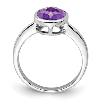 Sterling Silver Rhodium-plated Amethyst Ring, Size 9 - Birthstone Company