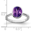 Sterling Silver Rhodium-plated Amethyst Ring