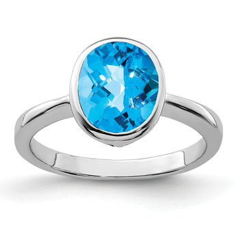 Sterling Silver Rhodium Blue Topaz Ring, Size 9 - Birthstone Company