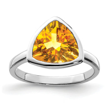 Sterling Silver Rhodium Citrine Ring - Birthstone Company