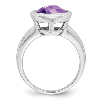 Sterling Silver Rhodium-plated Amethyst Ring, Size 9 - Birthstone Company