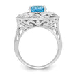 Sterling Silver Rhodium Blue Topaz and Diam. Ring - Birthstone Company