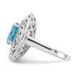 Sterling Silver Rhodium Blue Topaz and Diam. Ring - Birthstone Company