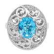 Sterling Silver Rhodium Blue Topaz and Diam. Ring - Birthstone Company