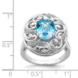 Sterling Silver Rhodium Blue Topaz and Diam. Ring - Birthstone Company
