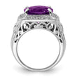 Sterling Silver Rhodium-plated Amethyst and Diamond Ring - Birthstone Company