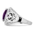 Sterling Silver Rhodium-plated Amethyst and Diamond Ring - Birthstone Company