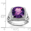 Sterling Silver Rhodium-plated Amethyst and Diamond Ring - Birthstone Company