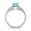 Sterling Silver Rhodium Plated Diamond & Light Swiss Blue Topaz Ring