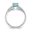 Sterling Silver Rhodium Plated Diamond & Light Swiss Blue Topaz Ring, Size 8 - Birthstone Company