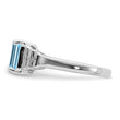 Sterling Silver Rhodium Plated Diamond & Light Swiss Blue Topaz Ring, Size 8 - Birthstone Company