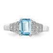 Sterling Silver Rhodium Plated Diamond & Light Swiss Blue Topaz Ring, Size 8 - Birthstone Company