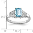 Sterling Silver Rhodium Plated Diamond & Light Swiss Blue Topaz Ring, Size 8 - Birthstone Company