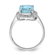 Sterling Silver Rhodium Plated Diamond & Light Swiss Blue Topaz Ring - Birthstone Company