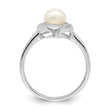 Sterling Silver Rhodium Plated Diamond and FW Cultured Pearl Ring - Birthstone Company