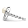 Sterling Silver Rhodium Plated Diamond and FW Cultured Pearl Ring - Birthstone Company
