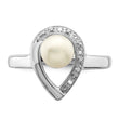 Sterling Silver Rhodium Plated Diamond and FW Cultured Pearl Ring - Birthstone Company