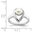 Sterling Silver Rhodium Plated Diamond and FW Cultured Pearl Ring - Birthstone Company