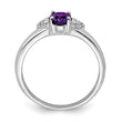 Sterling Silver Rhodium Plated Diamond and Amethyst Ring - Birthstone Company