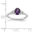 Sterling Silver Rhodium Plated Diamond and Amethyst Ring - Birthstone Company