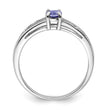 Sterling Silver Rhodium Plated Diamond and Tanzanite Ring - Birthstone Company