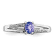 Sterling Silver Rhodium Plated Diamond and Tanzanite Ring - Birthstone Company