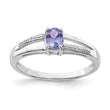 Sterling Silver Rhodium Plated Diamond and Tanzanite Ring - Birthstone Company