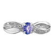 Sterling Silver Rhodium Plated Diamond and Tanzanite Ring, Size 9 - Birthstone Company