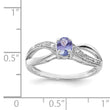 Sterling Silver Rhodium Plated Diamond and Tanzanite Ring