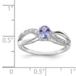 Sterling Silver Rhodium Plated Diamond and Tanzanite Ring, Size 9 - Birthstone Company