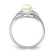 Sterling Silver Rhodium Plated Diamond and FW Cultured Pearl Ring - Birthstone Company