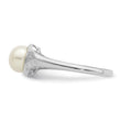 Sterling Silver Rhodium Plated Diamond and FW Cultured Pearl Ring - Birthstone Company