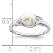 Sterling Silver Rhodium Plated Diamond and FW Cultured Pearl Ring - Birthstone Company