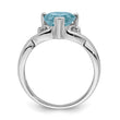 Sterling Silver Rhodium Plated Diamond & Lt Swiss BT Heart Ring - Birthstone Company