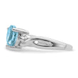 Sterling Silver Rhodium Plated Diamond & Lt Swiss BT Heart Ring - Birthstone Company