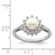 Sterling Silver Rhodium Plated CZ and Fresh Water Cultured Pearl Ring