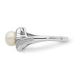 Sterling Silver Rhodium Plated Diamond and Fresh Water Cultured Pearl Ring