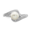 Sterling Silver Rhodium Plated Diamond and Fresh Water Cultured Pearl Ring