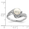 Sterling Silver Rhodium Plated Diamond and Fresh Water Cultured Pearl Ring