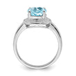 Sterling Silver Rhodium Plated Diamond & Light Swiss Blue Topaz Ring, Size 8 - Birthstone Company