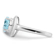 Sterling Silver Rhodium Plated Diamond & Light Swiss Blue Topaz Ring, Size 8 - Birthstone Company