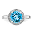 Sterling Silver Rhodium Plated Diamond & Light Swiss Blue Topaz Ring, Size 8 - Birthstone Company