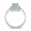Sterling Silver Rhodium Plated Diamond & Light Swiss Blue Topaz Ring, Size 9 - Birthstone Company