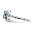 Sterling Silver Rhodium Plated Diamond & Light Swiss Blue Topaz Ring, Size 9 - Birthstone Company