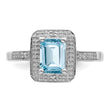 Sterling Silver Rhodium Plated Diamond & Light Swiss Blue Topaz Ring, Size 9 - Birthstone Company