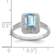 Sterling Silver Rhodium Plated Diamond & Light Swiss Blue Topaz Ring, Size 9 - Birthstone Company