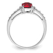 Sterling Silver Rhodium Plated Diamond and Garnet Cushion Ring, Size 9 - Birthstone Company