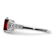 Sterling Silver Rhodium Plated Diamond and Garnet Cushion Ring, Size 9 - Birthstone Company