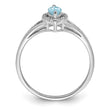Sterling Silver Rhodium Plated Diamond & Aquamarine Marquise Ring - Birthstone Company