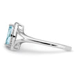 Sterling Silver Rhodium Plated Diamond & Aquamarine Marquise Ring - Birthstone Company